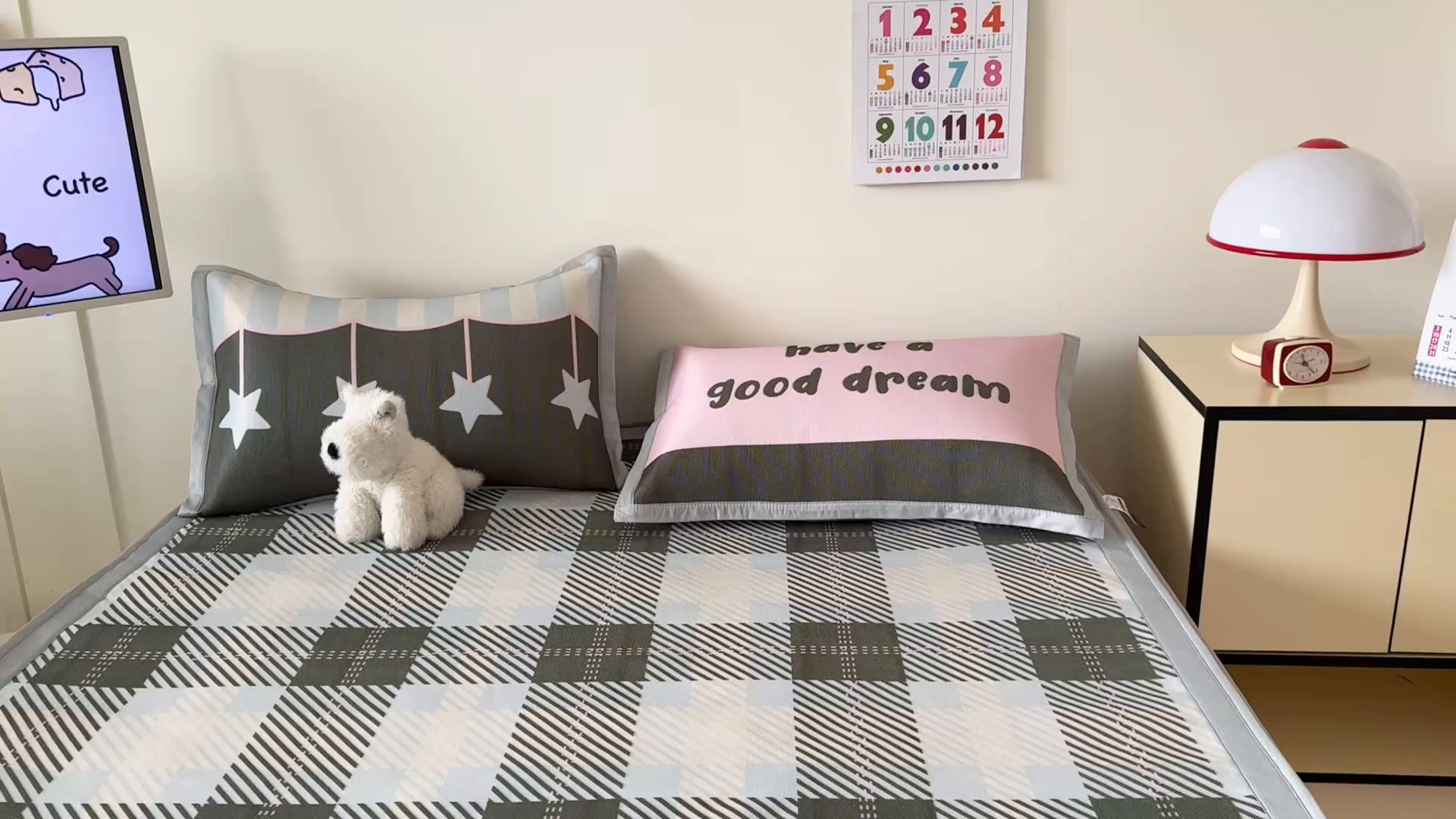 91家纺网 家纺一手货源 找家纺 安哆啦家纺 2025新款A类印花冰藤凉席简约条格系列凉席席子 马赛克-床席款