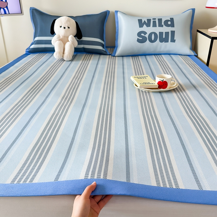 安哆啦家纺 2025新款A类印花冰藤凉席简约条格系列凉席席子 腔调-床席款