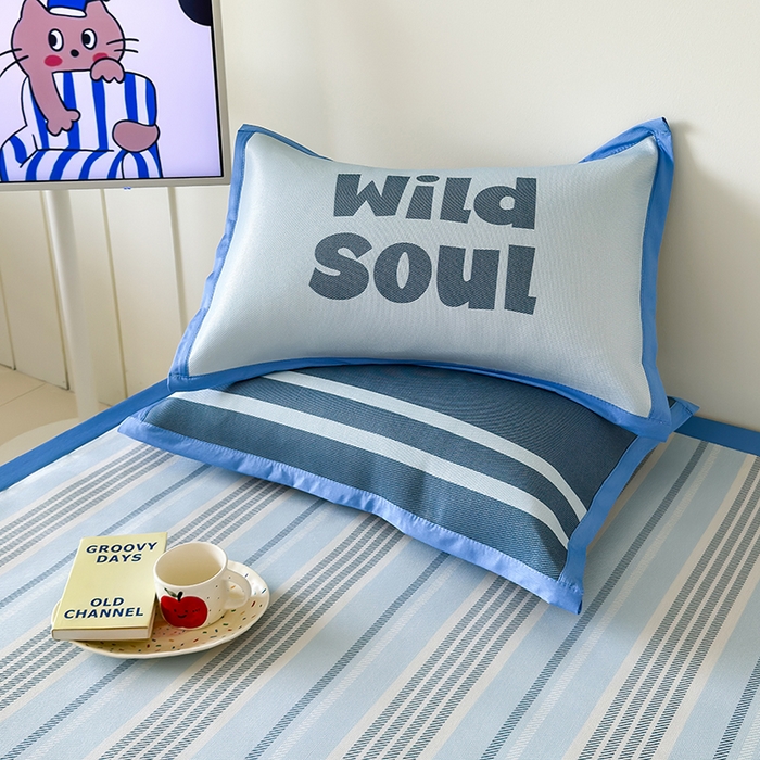 91家纺网 家纺一手货源 找家纺 安哆啦家纺 2025新款A类印花冰藤凉席简约条格系列凉席席子 腔调-床席款