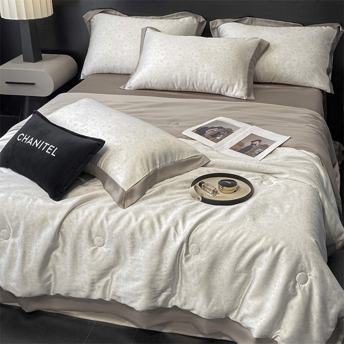 91家纺网 家纺一手货源 找家纺 本制 2025新款混纺天丝印花夏被夏凉被空调被 鎏金+太空灰