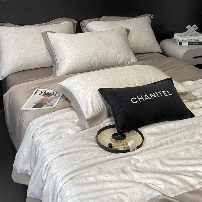 91家纺网 家纺一手货源 找家纺 本制 2025新款混纺天丝印花夏被夏凉被空调被 鎏金+太空灰