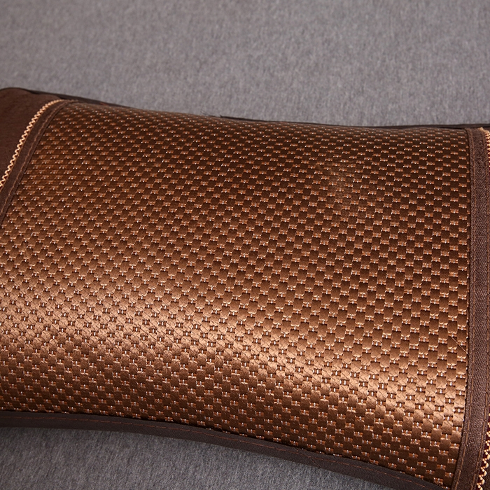 91家纺网 家纺一手货源 找家纺 纽乐家纺 2025新款全荞麦壳枕头夏季冰丝藤席枕芯冰藤荞麦枕竹面凉席枕头 圆角冰藤荞麦枕-咖色