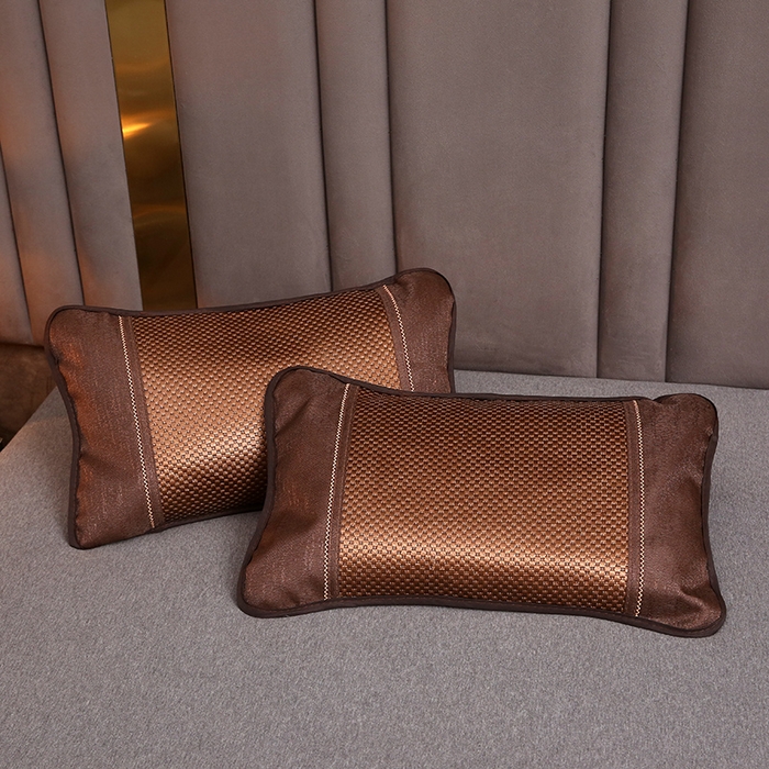 91家纺网 家纺一手货源 找家纺 纽乐家纺 2025新款全荞麦壳枕头夏季冰丝藤席枕芯冰藤荞麦枕竹面凉席枕头 圆角冰藤荞麦枕-咖色