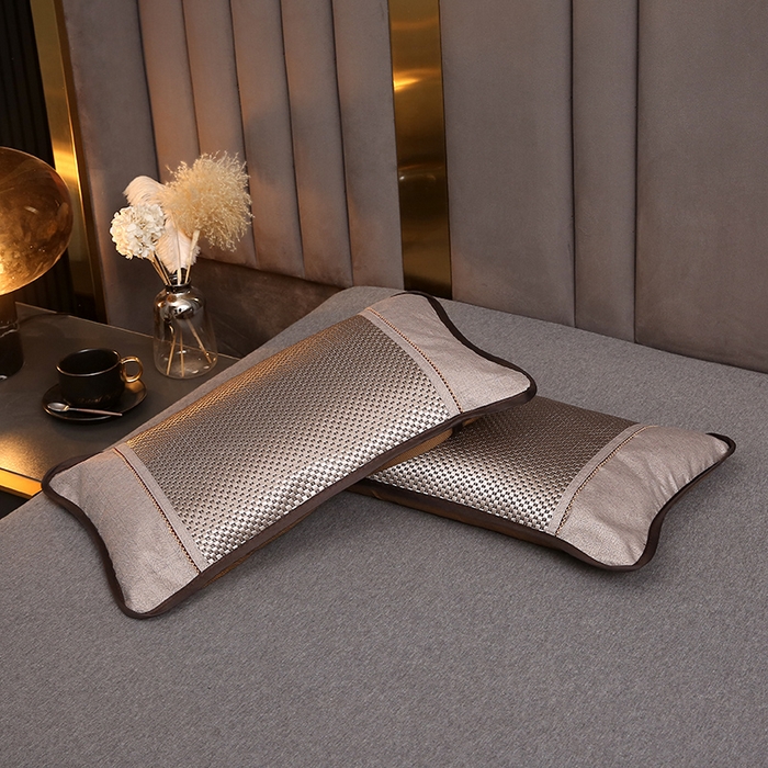 91家纺网 家纺一手货源 找家纺 纽乐家纺 2025新款全荞麦壳枕头夏季冰丝藤席枕芯冰藤荞麦枕竹面凉席枕头 圆角冰藤荞麦枕-米色