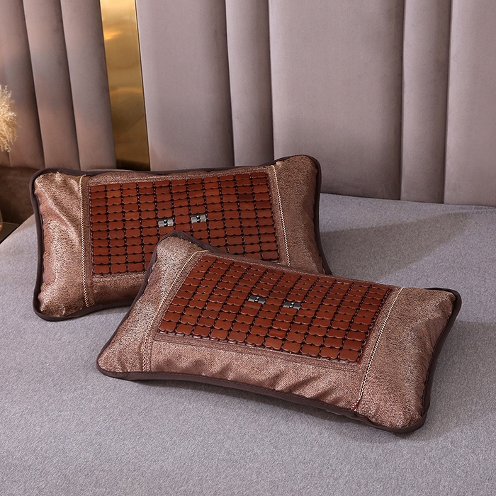 91家纺网 家纺一手货源 找家纺 纽乐家纺 2025新款全荞麦壳枕头夏季冰丝藤席枕芯冰藤荞麦枕竹面凉席枕头 圆角麻将荞麦枕-咖色