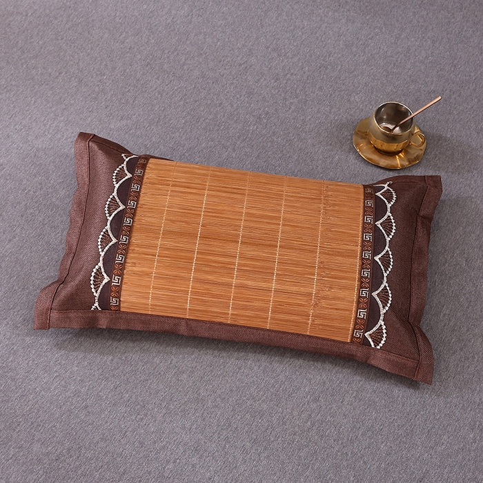 91家纺网 家纺一手货源 找家纺 纽乐家纺 2025新款全荞麦壳枕头夏季冰丝藤席枕芯冰藤荞麦枕竹面凉席枕头 直角竹席荞麦枕-浅咖色