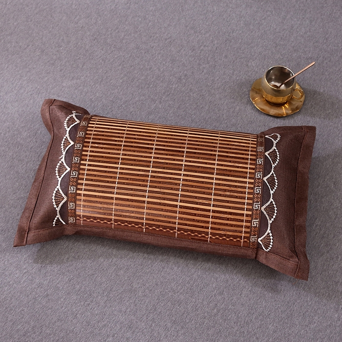 91家纺网 家纺一手货源 找家纺 纽乐家纺 2025新款全荞麦壳枕头夏季冰丝藤席枕芯冰藤荞麦枕竹面凉席枕头 直角竹席荞麦枕-深咖色