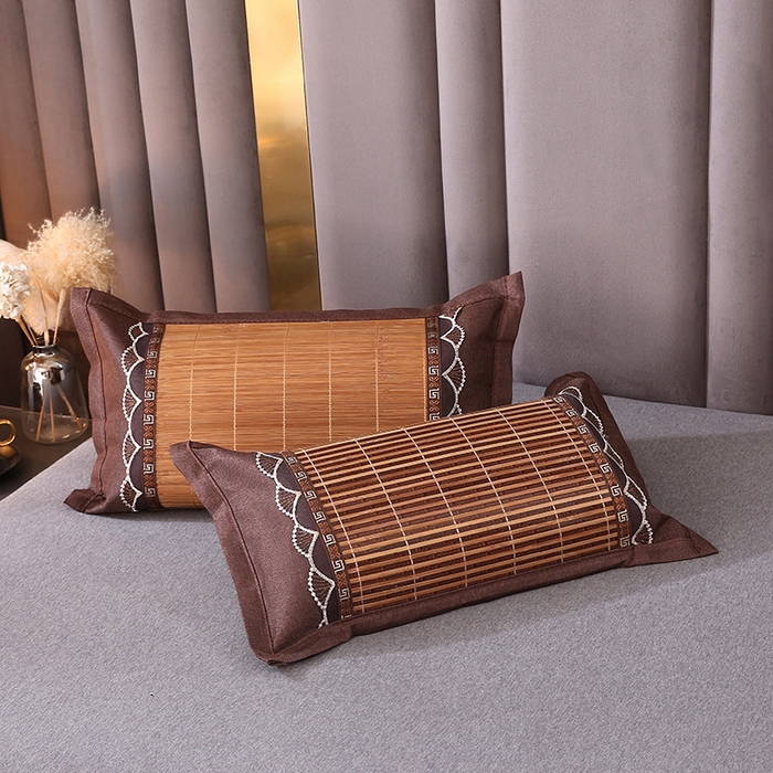 91家纺网 家纺一手货源 找家纺 纽乐家纺 2025新款全荞麦壳枕头夏季冰丝藤席枕芯冰藤荞麦枕竹面凉席枕头 组合图仅供展示