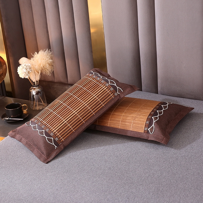 91家纺网 家纺一手货源 找家纺 纽乐家纺 2025新款全荞麦壳枕头夏季冰丝藤席枕芯冰藤荞麦枕竹面凉席枕头 组合图仅供展示