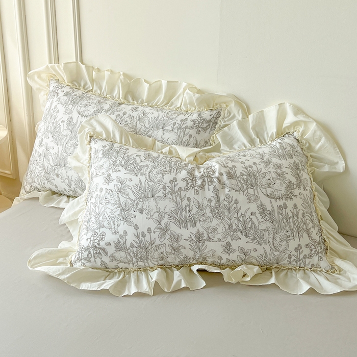 91家纺网 家纺一手货源 找家纺 （总）涵宸家纺 2025新款A类全棉双层纱荷叶花边四件套