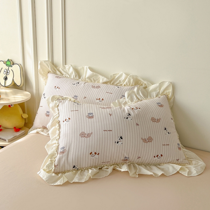 91家纺网 家纺一手货源 找家纺 涵宸家纺 2025新款A类全棉双层纱荷叶花边四件套 花边-哈基米