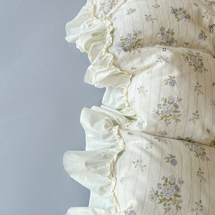 91家纺网 家纺一手货源 找家纺 涵宸家纺 2025新款A类全棉双层纱荷叶花边四件套 花边-蓝萱