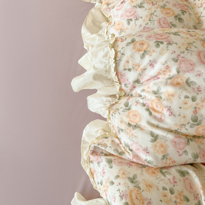 91家纺网 家纺一手货源 找家纺 涵宸家纺 2025新款A类全棉双层纱荷叶花边四件套 花边-婉然