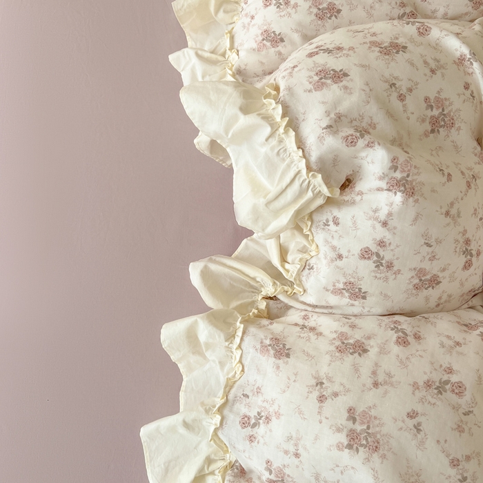 91家纺网 家纺一手货源 找家纺 涵宸家纺 2025新款A类全棉双层纱荷叶花边四件套 花边-问秋黄