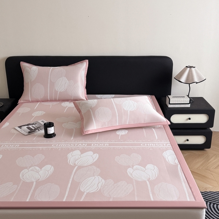 91家纺网 家纺一手货源 找家纺 （总）九花鹿 2025新款A类PE凉感提花冰丝凉席软凉席可水洗可机洗