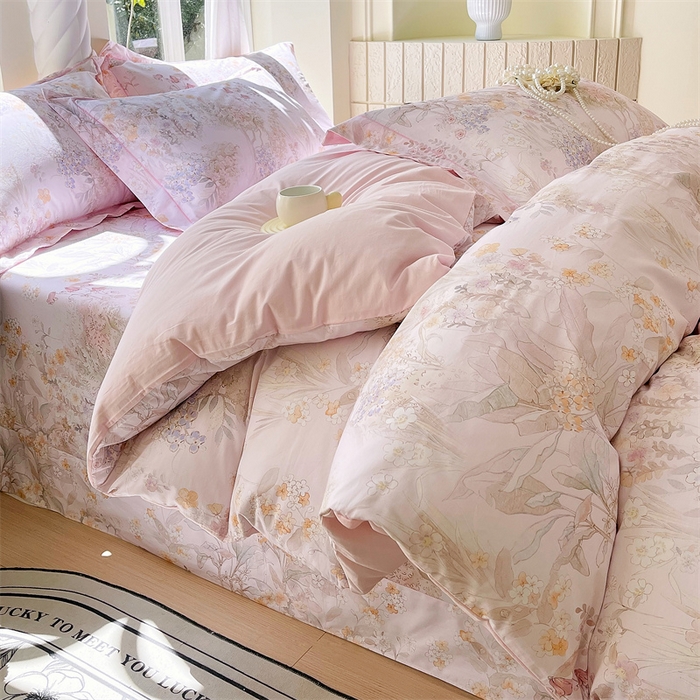 91家纺网 家纺一手货源 找家纺 宝齐莱家纺 2025新款13376全棉纯棉活性印花四件套 初颜