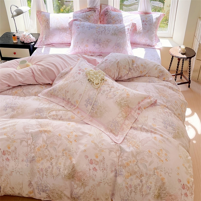 91家纺网 家纺一手货源 找家纺 宝齐莱家纺 2025新款13376全棉纯棉活性印花四件套 初颜