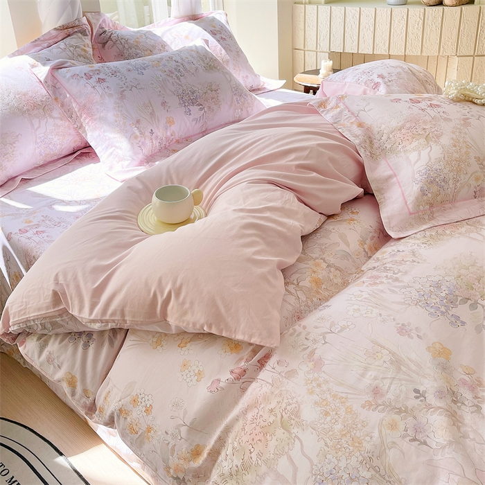 91家纺网 家纺一手货源 找家纺 宝齐莱家纺 2025新款13376全棉纯棉活性印花四件套 初颜