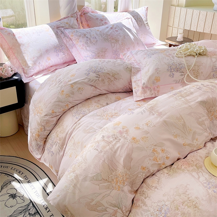 91家纺网 家纺一手货源 找家纺 宝齐莱家纺 2025新款13376全棉纯棉活性印花四件套 初颜