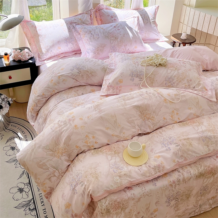 91家纺网 家纺一手货源 找家纺 宝齐莱家纺 2025新款13376全棉纯棉活性印花四件套 初颜