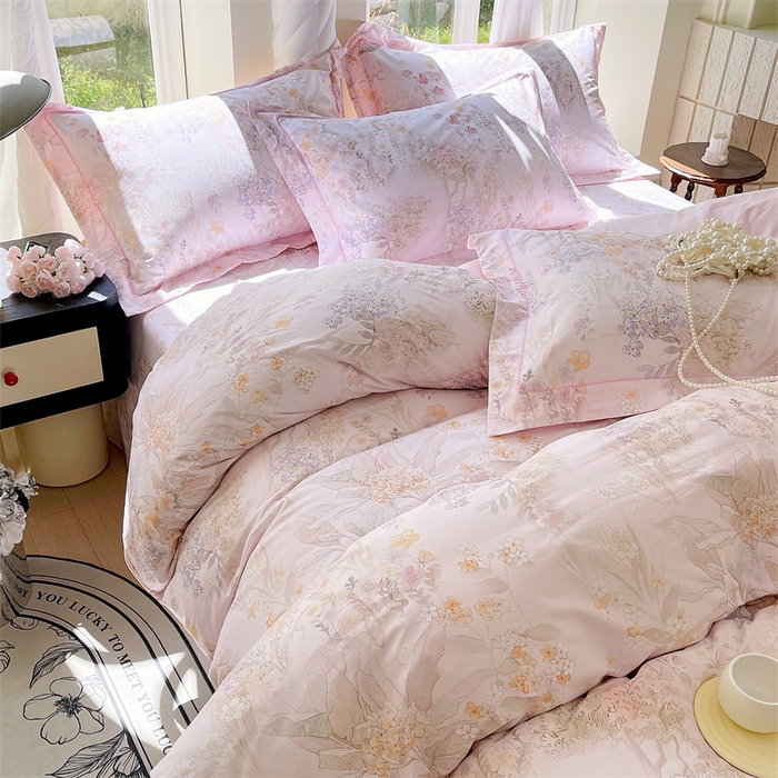 91家纺网 家纺一手货源 找家纺 宝齐莱家纺 2025新款13376全棉纯棉活性印花四件套 初颜