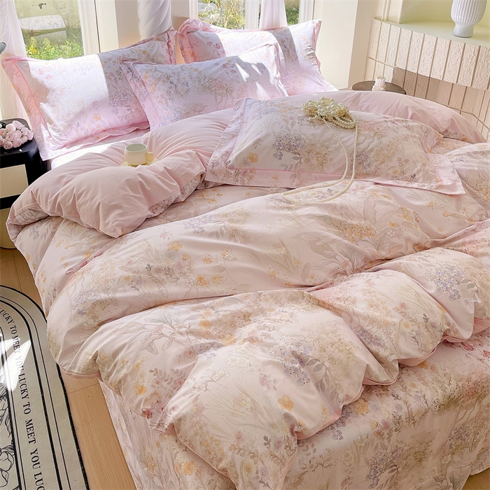 91家纺网 家纺一手货源 找家纺 宝齐莱家纺 2025新款13376全棉纯棉活性印花四件套 初颜