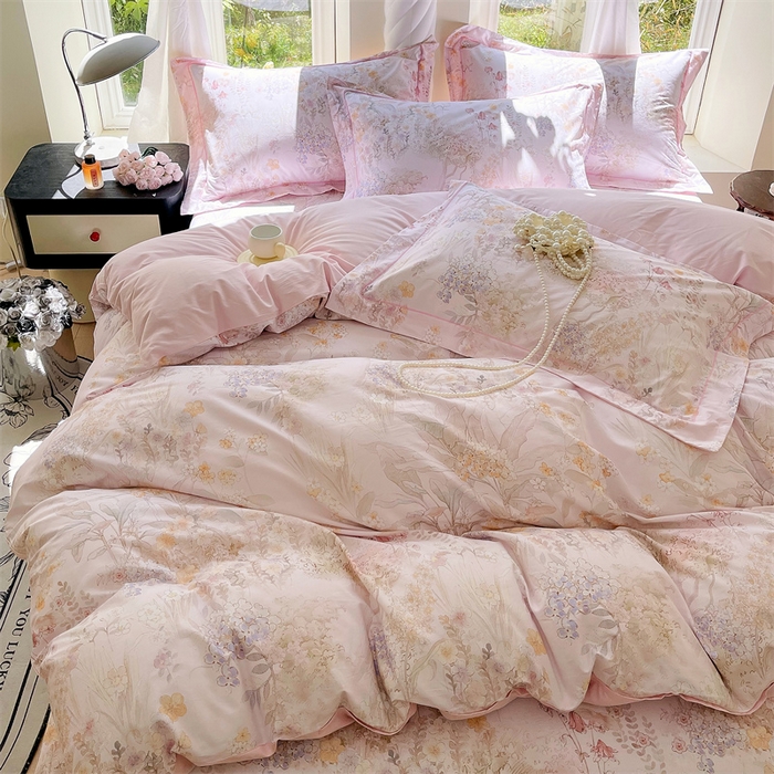 91家纺网 家纺一手货源 找家纺 宝齐莱家纺 2025新款13376全棉纯棉活性印花四件套 初颜