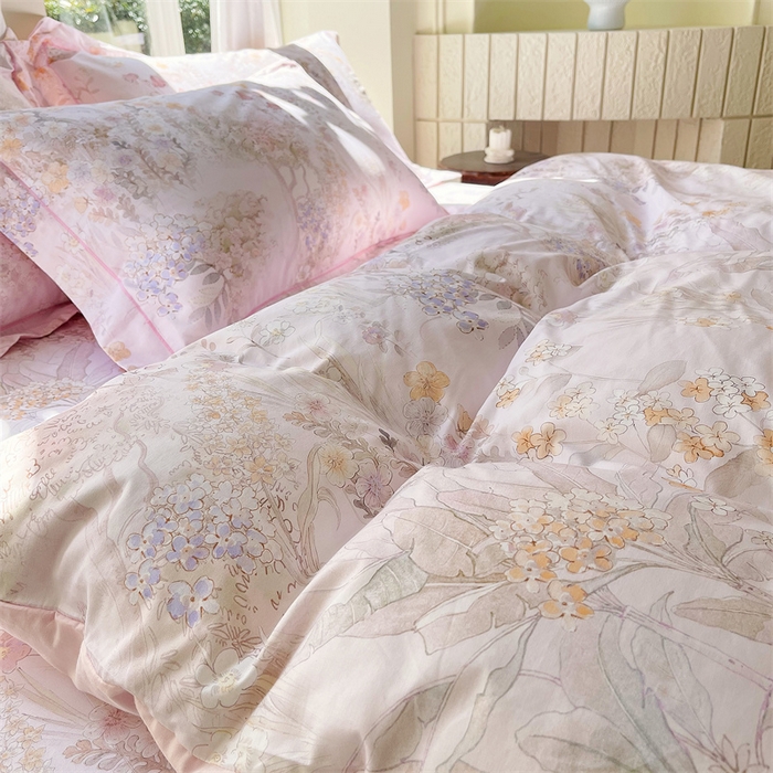 91家纺网 家纺一手货源 找家纺 宝齐莱家纺 2025新款13376全棉纯棉活性印花四件套 初颜