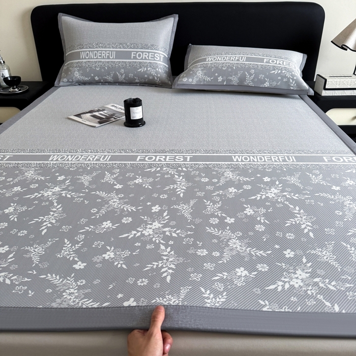 九花鹿 2025新款A类PE凉感提花冰丝凉席软凉席可水洗可机洗 花梦（绅士灰）