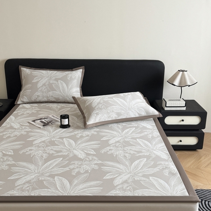 91家纺网 家纺一手货源 找家纺 九花鹿 2025新款A类PE凉感提花冰丝凉席软凉席可水洗可机洗 盆栽（米灰）