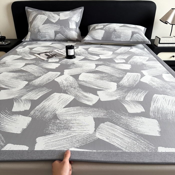 九花鹿 2025新款A类PE凉感提花冰丝凉席软凉席可水洗可机洗 速写（高级灰）