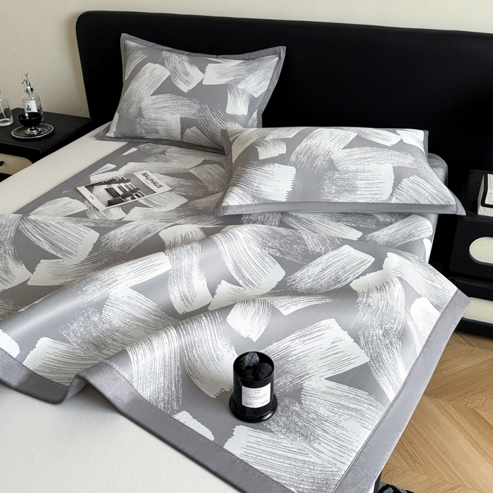 91家纺网 家纺一手货源 找家纺 九花鹿 2025新款A类PE凉感提花冰丝凉席软凉席可水洗可机洗 速写（高级灰）