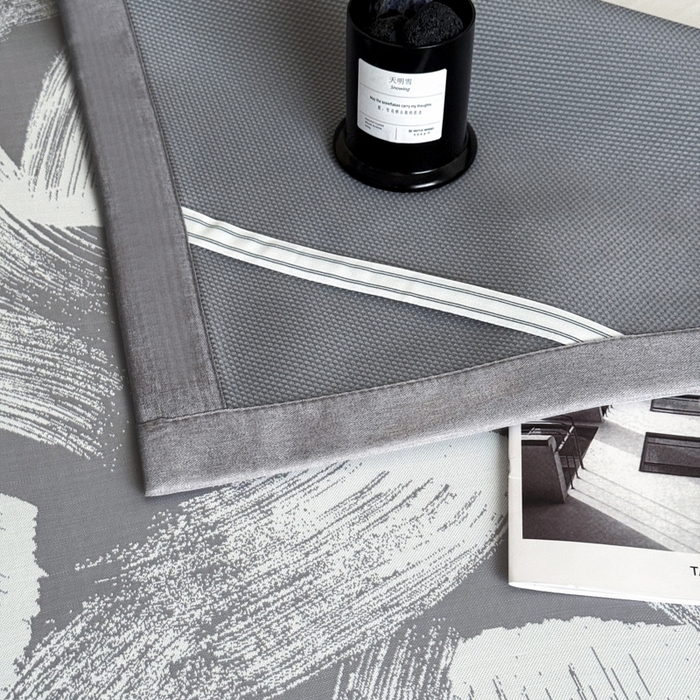 91家纺网 家纺一手货源 找家纺 九花鹿 2025新款A类PE凉感提花冰丝凉席软凉席可水洗可机洗 速写（高级灰）