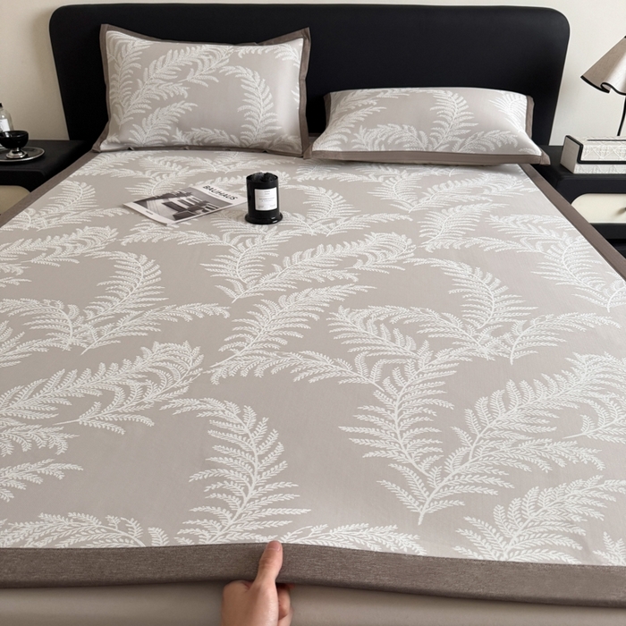 九花鹿 2025新款A类PE凉感提花冰丝凉席软凉席可水洗可机洗 雪松之境（米灰）