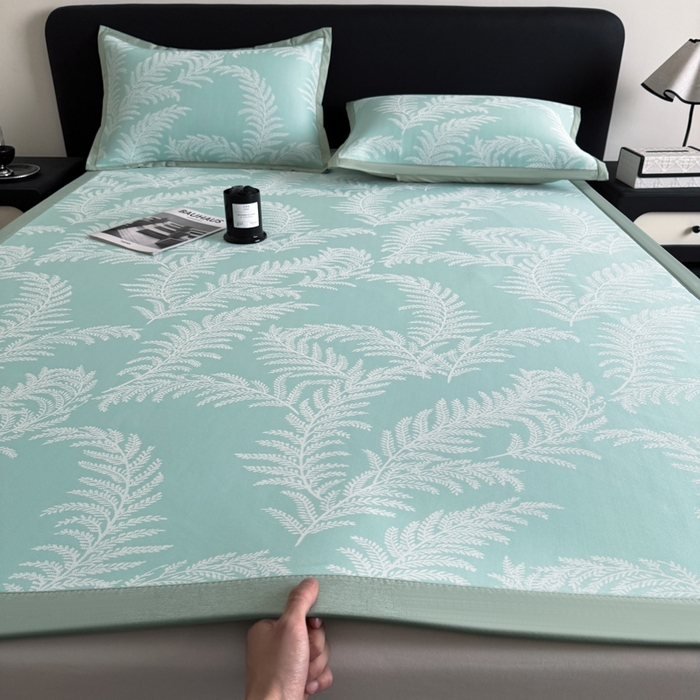 九花鹿 2025新款A类PE凉感提花冰丝凉席软凉席可水洗可机洗 雪松之境（青绿）