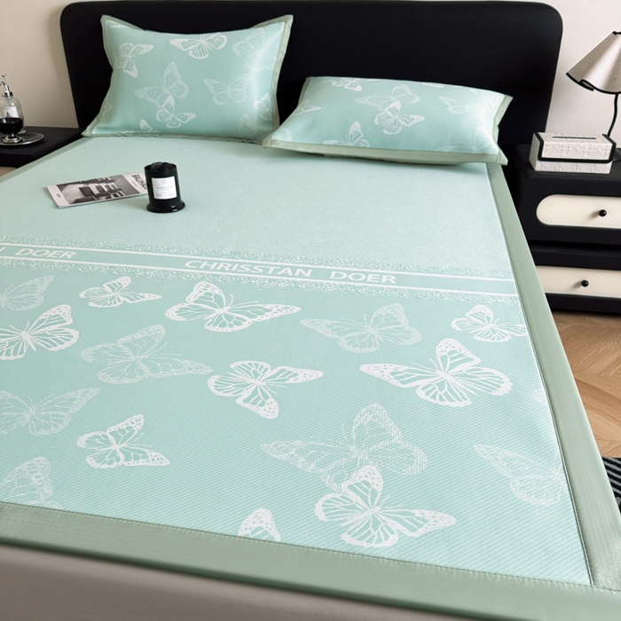 91家纺网 家纺一手货源 找家纺 （总）九花鹿 2025新款A类PE凉感提花冰丝凉席软凉席可水洗可机洗