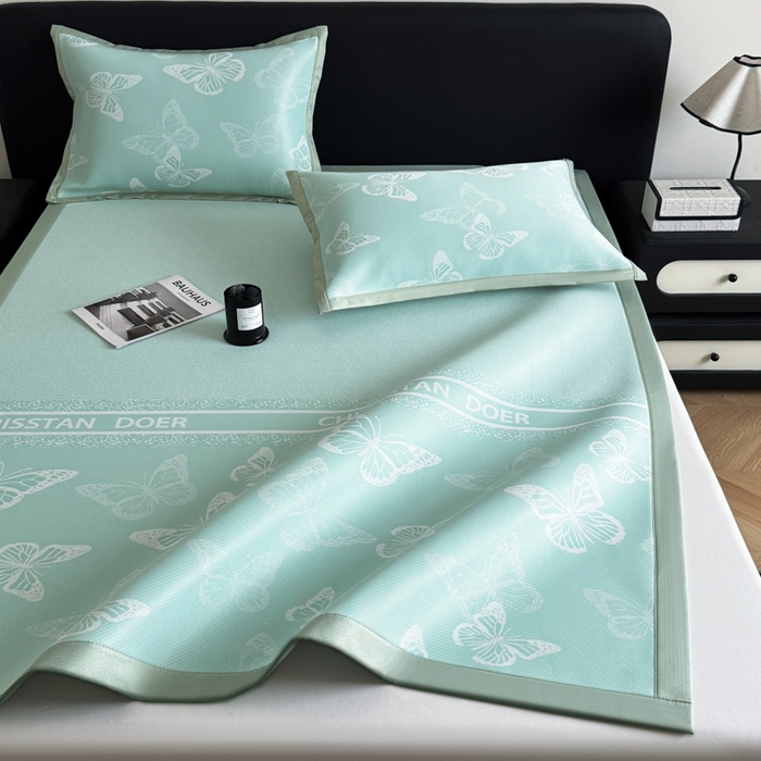 91家纺网 家纺一手货源 找家纺 （总）九花鹿 2025新款A类PE凉感提花冰丝凉席软凉席可水洗可机洗