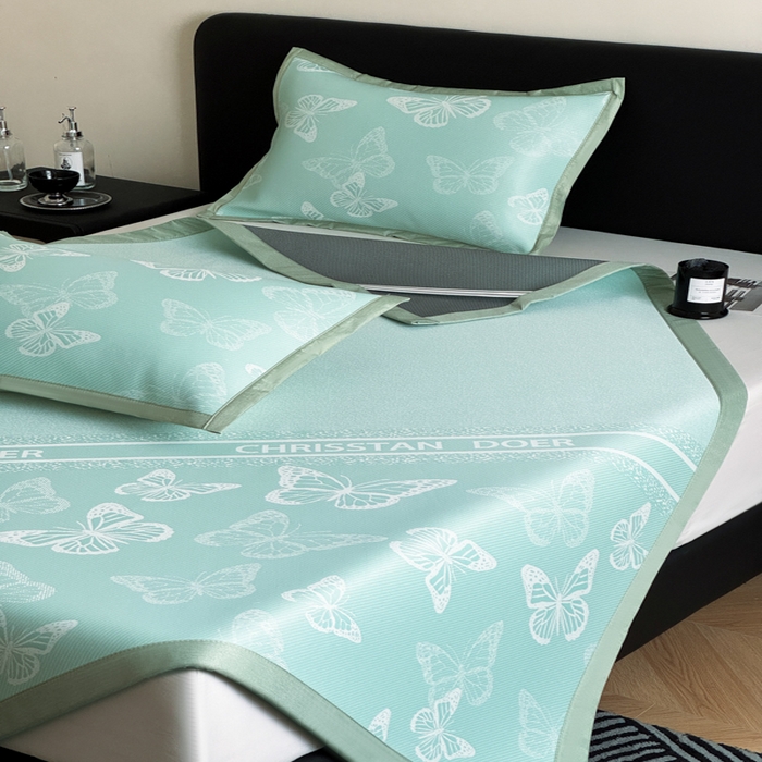 91家纺网 家纺一手货源 找家纺 （总）九花鹿 2025新款A类PE凉感提花冰丝凉席软凉席可水洗可机洗