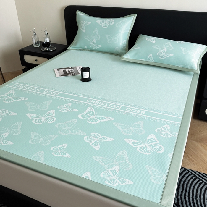 91家纺网 家纺一手货源 找家纺 （总）九花鹿 2025新款A类PE凉感提花冰丝凉席软凉席可水洗可机洗