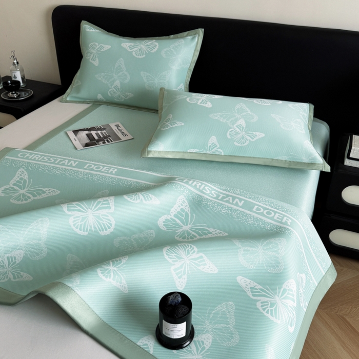 91家纺网 家纺一手货源 找家纺 （总）九花鹿 2025新款A类PE凉感提花冰丝凉席软凉席可水洗可机洗