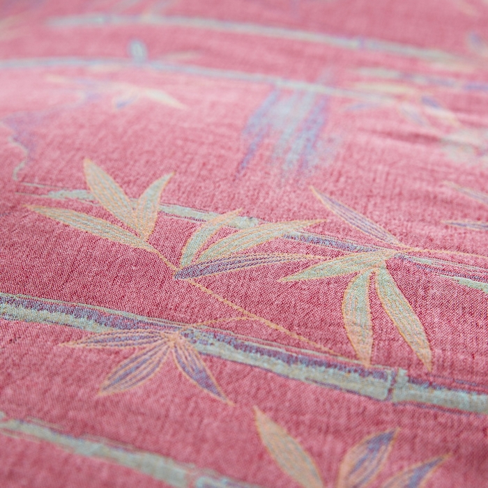 91家纺网 家纺一手货源 找家纺 2025新款全棉色织双层纱纽扣款四件套 竹报平安-粉