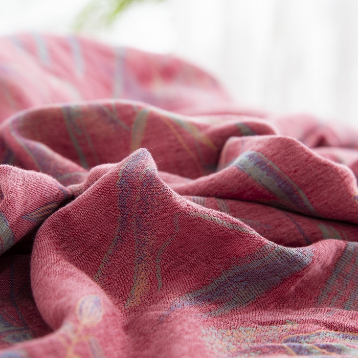 91家纺网 家纺一手货源 找家纺 2025新款全棉色织双层纱纽扣款四件套 竹报平安-粉