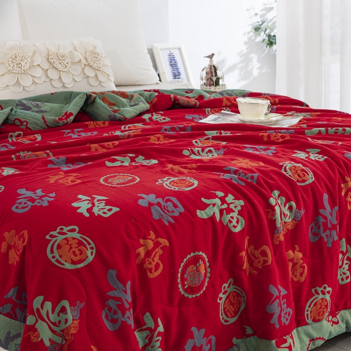 91家纺网 家纺一手货源 找家纺 （总）鲁爱家纺供货 2025新款全棉双层纱提花夏被