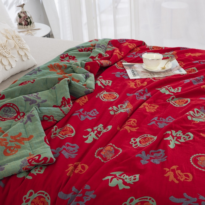 91家纺网 家纺一手货源 找家纺 （总）鲁爱家纺供货 2025新款全棉双层纱提花夏被