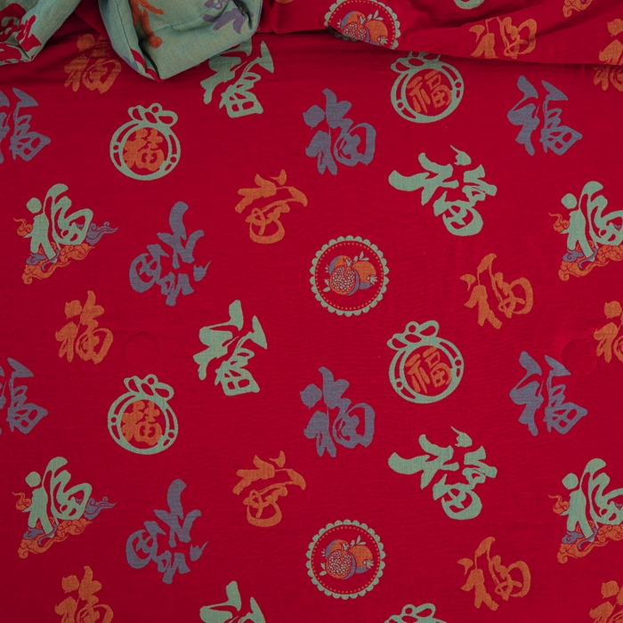 91家纺网 家纺一手货源 找家纺 鲁爱家纺供货 2025新款全棉双层纱提花夏被 百福（多子多福）