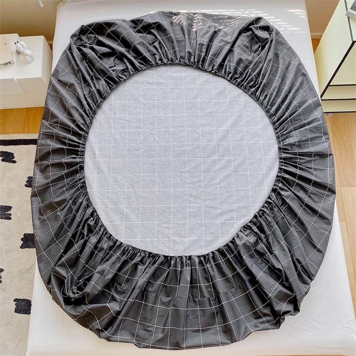 91家纺网 家纺一手货源 找家纺 宝齐莱家纺 2025新款13376全棉纯棉活性印花床笠单品单床笠床笠单件 黑白格-床笠