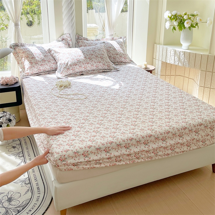宝齐莱家纺 2025新款13376全棉纯棉活性印花床笠单品单床笠床笠单件 恋曲-床笠