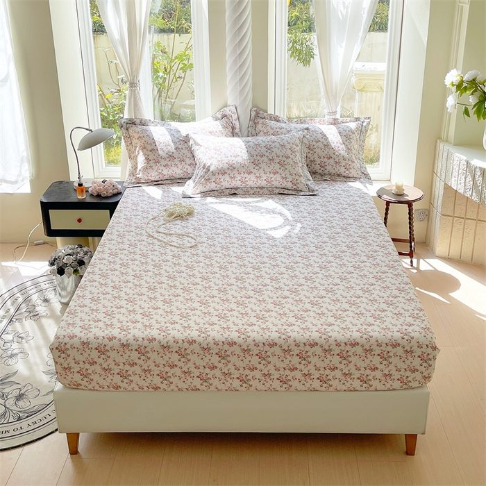 91家纺网 家纺一手货源 找家纺 宝齐莱家纺 2025新款13376全棉纯棉活性印花床笠单品单床笠床笠单件 恋曲-床笠