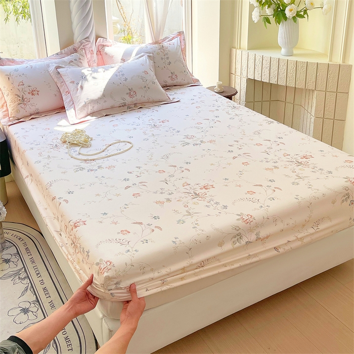 91家纺网 家纺一手货源 找家纺 宝齐莱家纺 2025新款13376全棉纯棉活性印花床笠单品单床笠床笠单件 灵动玉-床笠