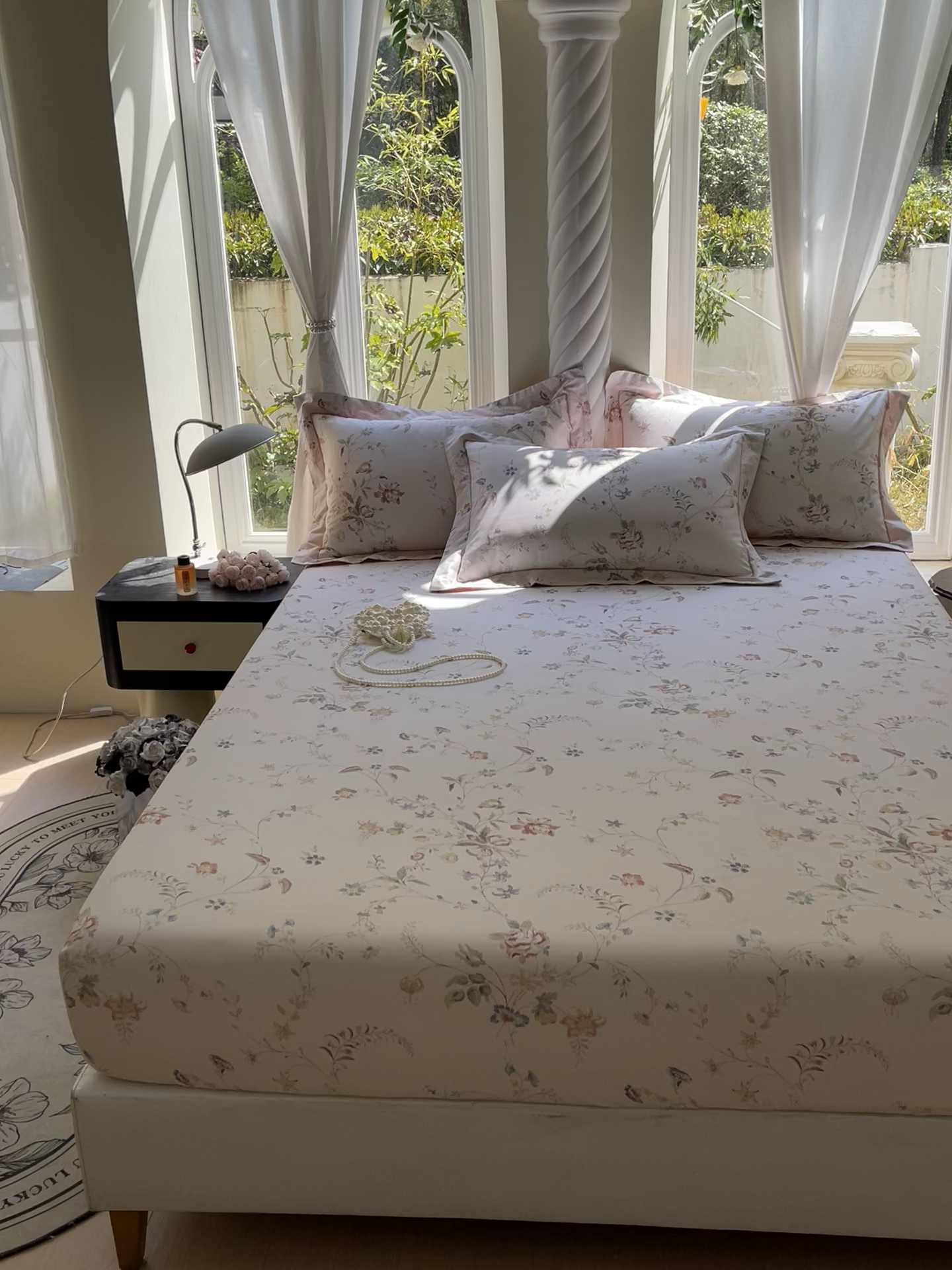 91家纺网 家纺一手货源 找家纺 宝齐莱家纺 2025新款13376全棉纯棉活性印花床笠单品单床笠床笠单件 灵动玉-床笠